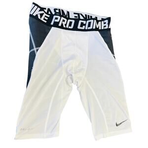 Nike Pro Combat Dri-Fit Padded Shorts YXL White Gray Football Training